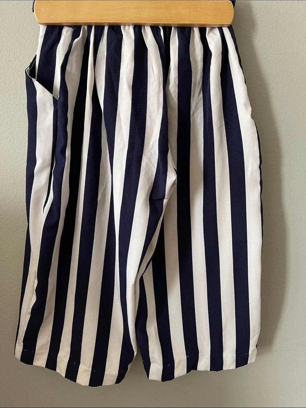Wide pants Navy and White Striped Two-Piece Set coastal summer resort